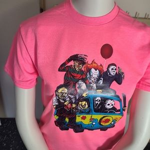 Horror Icons In Mystery Machine Van Tshirt